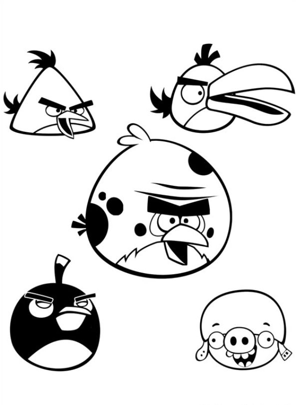 Print Angry Birds kleurplaat